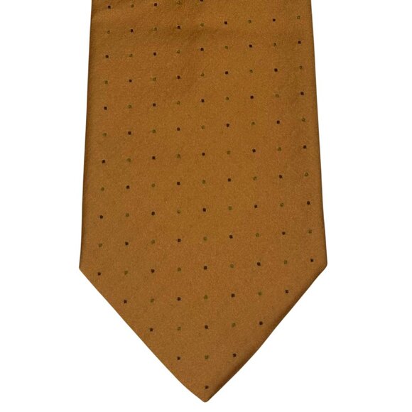 Gladson Men's Italy 100% Silk Gold Polka Dot Necktie Tie - Picture 4 of 8